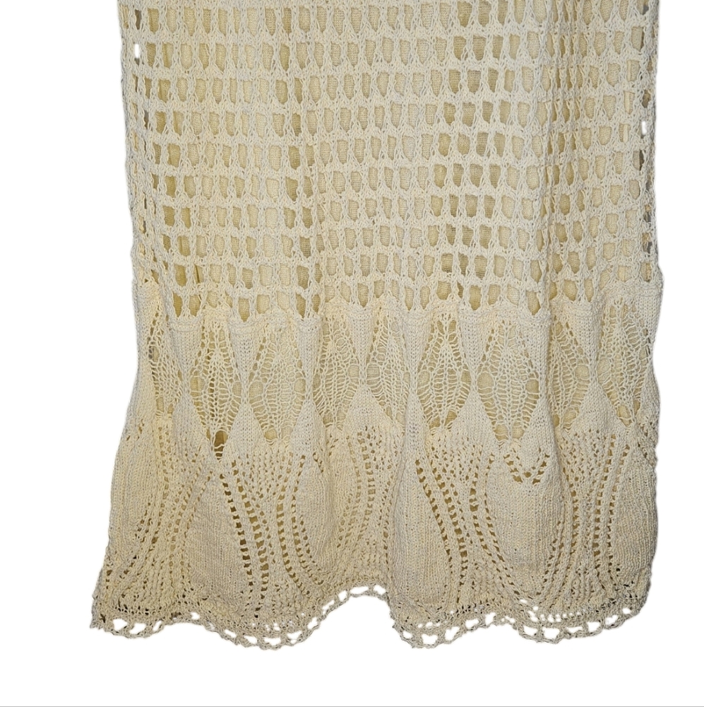 Zara Pale Yellow Crochet Knit Maxi Skirt Boho High Waisted Cream NWT Large - Picture 5 of 12